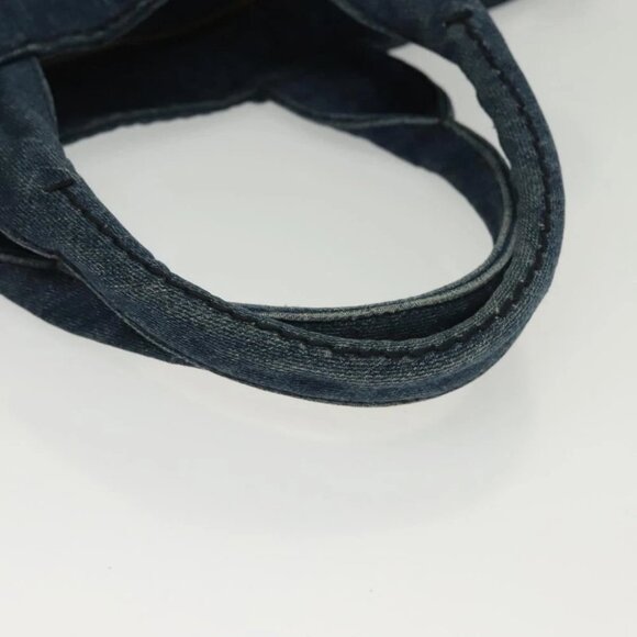 PRADA Canapa GM Hand Bag Denim Blue Gold Auth 139546 - Picture 8 of 16